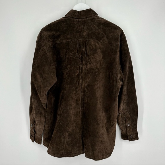 Vintage Suede Leather Shacket Jacket Brown Womens Size Medium - Picture 3 of 9